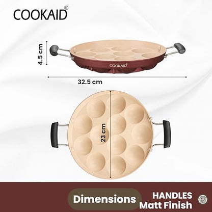 Image 3 of COOKAID Paniyaram Pan with Lid 12 Pits 9 Inch 23cm