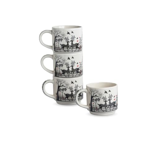 Image 2 of ExclusiveLane Forest Deer Decal Ceramic Tea Cups Set of 4 (200 ml)