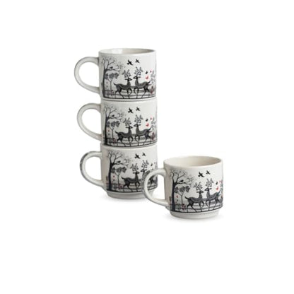 Image 2 of ExclusiveLane Forest Deer Decal Ceramic Tea Cups Set of 4 (200 ml)