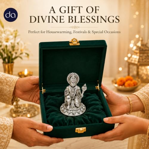 Image 3 of Dev Aastha Silver Plated Hanuman Ji Idol for Car Dashboard & Home Temple - 4 Inch
