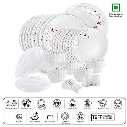 Image 3 of Cello Opalware Dazzle Series Lush Fiesta Dinner Set, 49Pcs