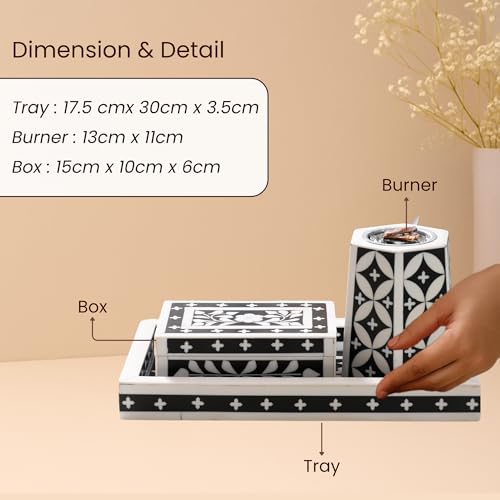Image 7 of Ritualistic Artistic Bakhoor Set, Incense Holder With Storage Box & Multipurpose Tray, Black