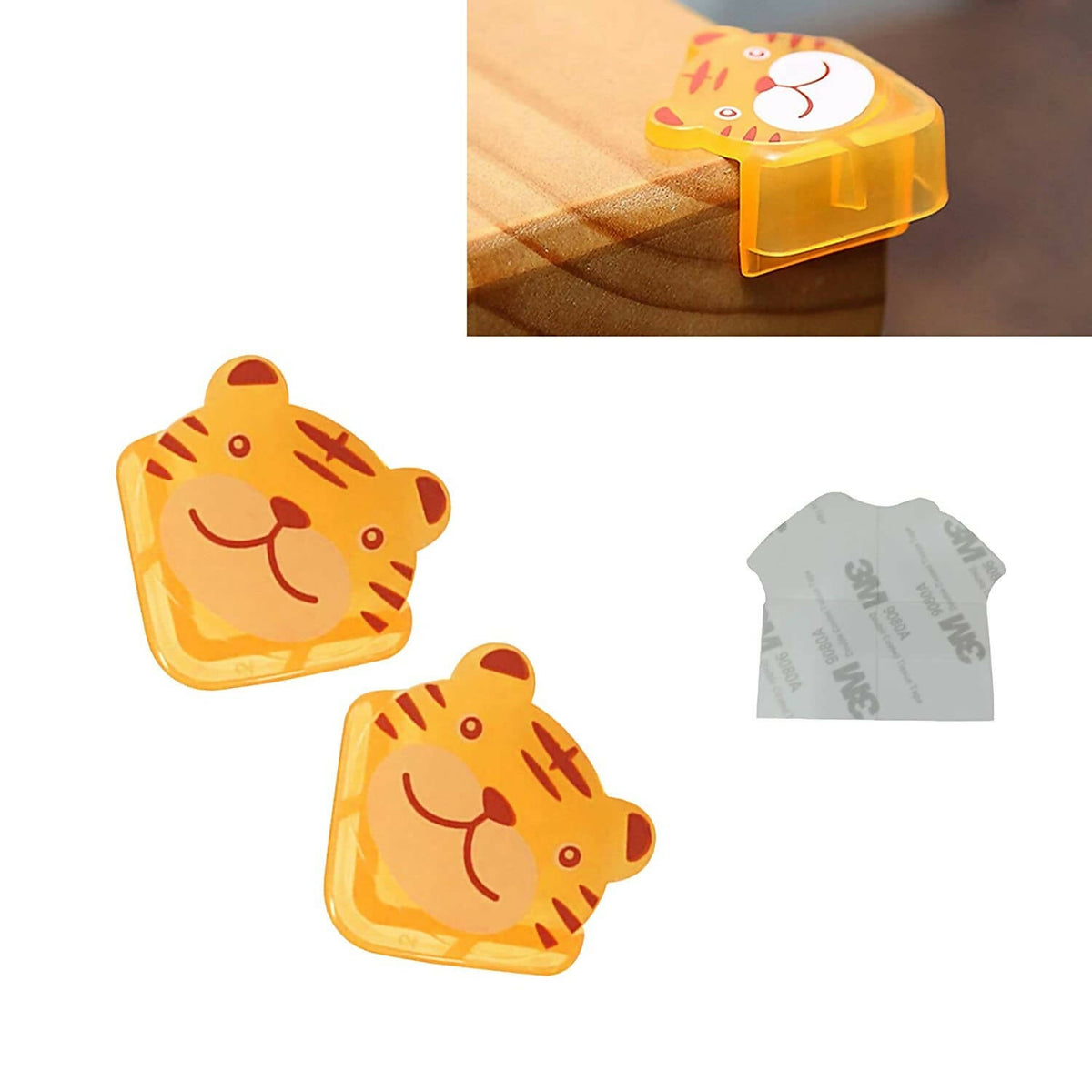 Image 1 of Safe-O-Kid Set Of 4 Cushioned Corner Guard Protection in cute Tiger Design - Yellow