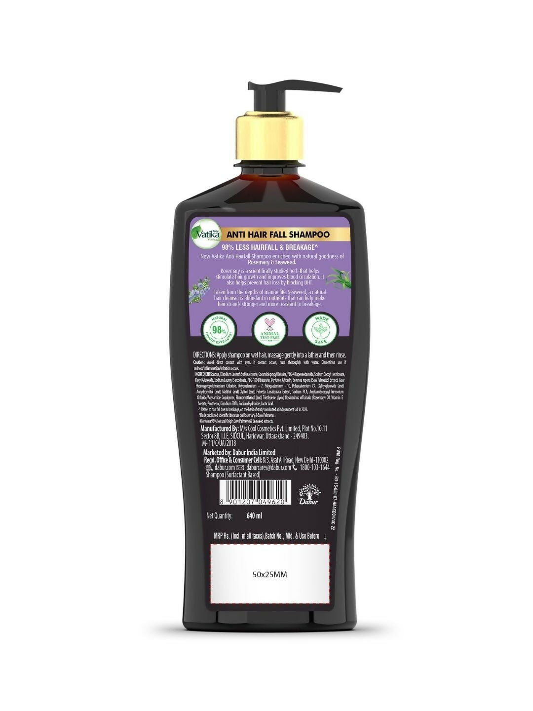 Image 3 of Dabur Vatika Naturals Rosemary & Seaweed Anti-Hair Fall Shampoo