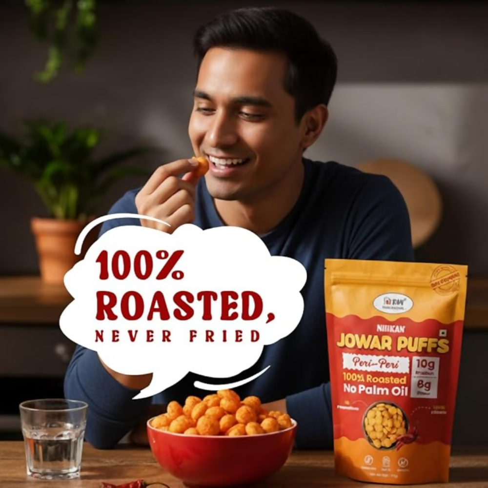 Image 3 of NIHKAN Roasted High Protein Jowar Puffs - Peri-Peri Flavour