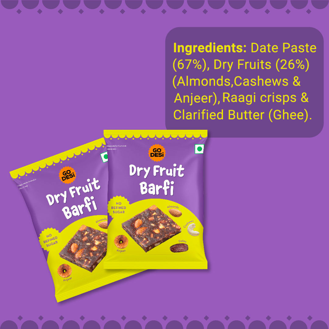 Image 8 of Go desi Dry Fruit Barfi | Made with 93% Dry Fruits | Pack of 6