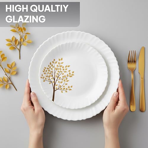 Image 4 of CELLO Tree of Life Dazzle Series Opalware Dinner Set of 18 Pieces for Family of 6