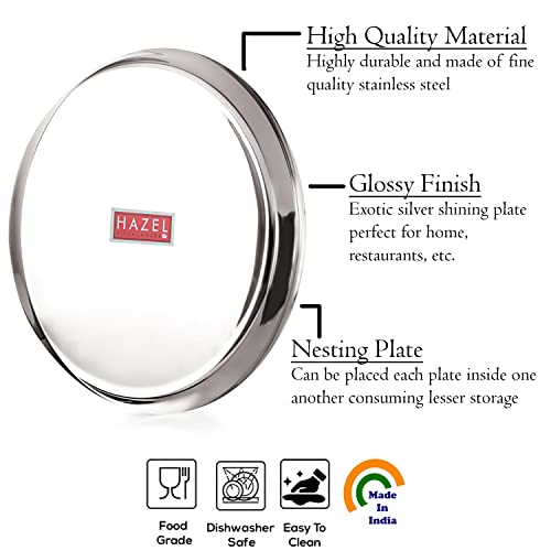 Image 3 of HAZEL Stainless Steel Plates Set 28 cm