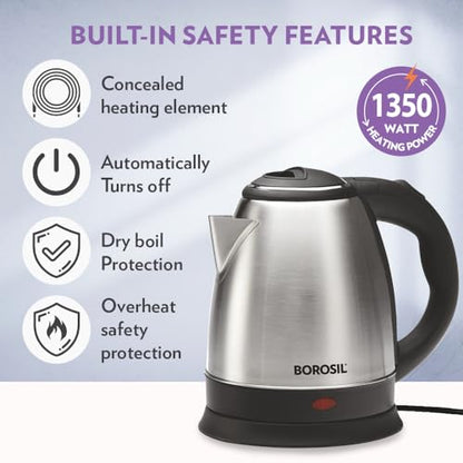 Image 4 of Borosil 1.5 L Stainless Steel Electric Kettle
