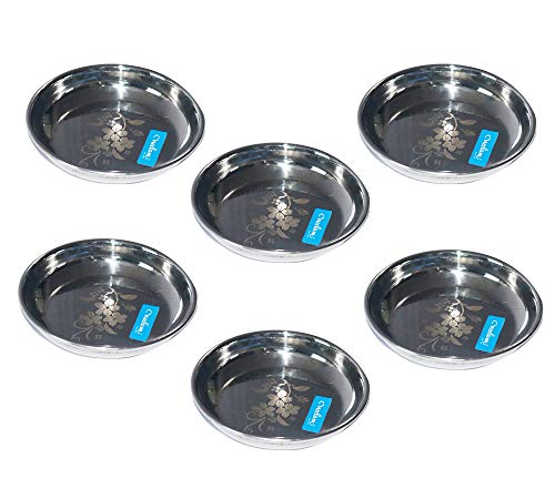 Image 1 of Default Title for the product neelam Stainless Steel Halwa Plate 13 cm Set of 6