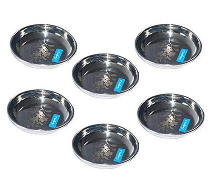 Image 1 of Default Title for the product neelam Stainless Steel Lazer Halwa Plate - Set of 6, Silver