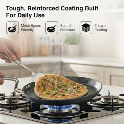 Image 7 of Prestige Durastone Hard Anodised 6 Layer Non-Stick Omni Tawa, 27 cm (Black)