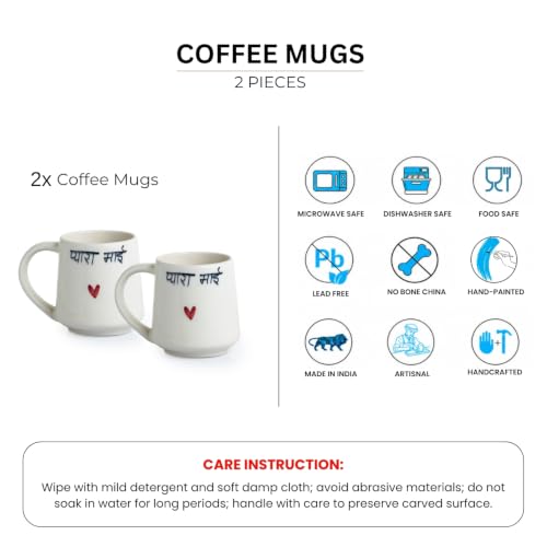 Image 6 of ExclusiveLane Pyaara Bhai Ceramic Coffee Mugs Set of 2 (300 ml)