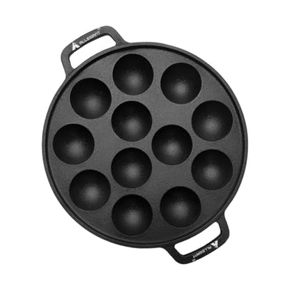 Image 1 of Default Title for the product ALLEGIANT COOKWARE Kitchen Pre-Seasoned Cast Iron Appam Pan with 12 Cavity and Lid