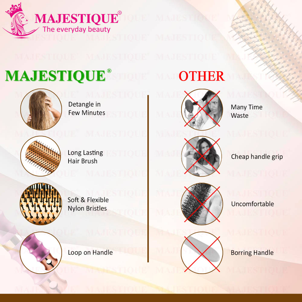 Image 5 of Majestique Premium Flat Hair Brush With Wide Tooth Comb (Set of 2)