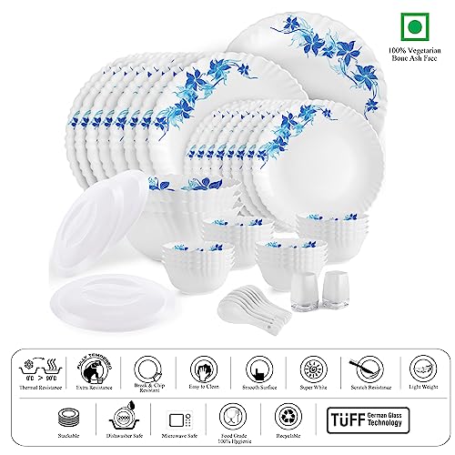 Image 4 of Cello Opalware Dazzle Series Blue Swirl Dinner Set, 49Pcs