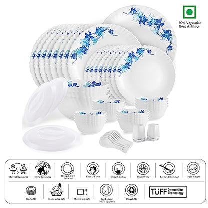 Image 4 of Cello Opalware Dazzle Series Blue Swirl Dinner Set, 49Pcs