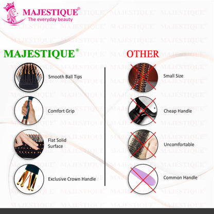 Image 5 of Majestique Crown Series Flat Hair Brush HR154 Wet & Dry Hair-Row Smoothing Detangling