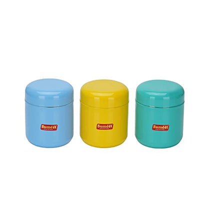 Image 1 of 3Pcs / 3x350ml for the product Sumeet Stainless Steel Multi Color Small Canisters/Jars/Storage Containers