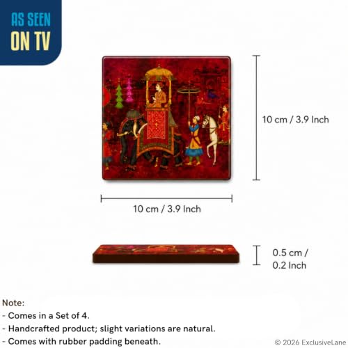 Image 6 of ExclusiveLane Mughal Courtyard Wooden Coaster Set (Set of 4)