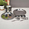 Image 1 of Default Title for the product Sumeet Stainless Steel Heavy Gauge Mirror Finish Solid Dinner Set Of 8 Pcs (2 Plate, 2 Bowl/Wati, 2 Glass, 2 Spoon), Silver
