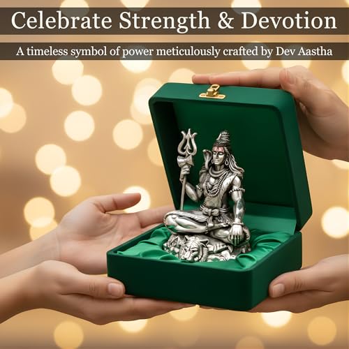 Image 6 of Dev Aastha Premium Silver-Plated Lord Shiva Idol 3.75 Inch