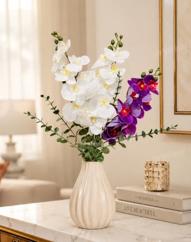Image 4 of Divyakosh Artificial Flower Bunch with Vase, Orchid Flower Stick Arrangement Luxury Home Decor Bouquet with Vase