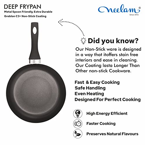 Image 4 of neelam Non-Stick Deep Fry Pan with Glass Lid, 22 cm