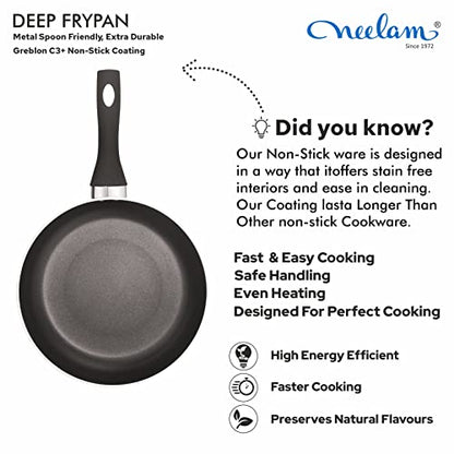 Image 4 of neelam Non-Stick Deep Fry Pan with Glass Lid, 22 cm