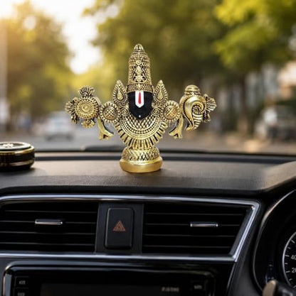 Image 5 of Gold Art India Ganesha Idol for Car Dashboard & Kamdhenu Idol for Vastu Decor (Gold Antique Matte, Oval)