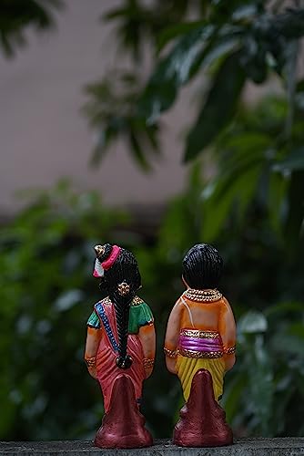 Image 4 of Breeze Handicrafts Paper Mache Doll Couple Statue for Bommalu Koluvu Home Decor and Showpiece Idol Navratri Gift for Women (Iyer Mama Mami)