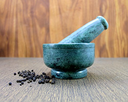 Image 7 of KLEO 4" Wide Green Natural Stone Mortar and Pestle Set