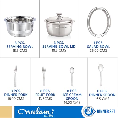 Image 6 of neelam Stainless Steel 24 Gauge 101 Pieces Shagun Dinner Set