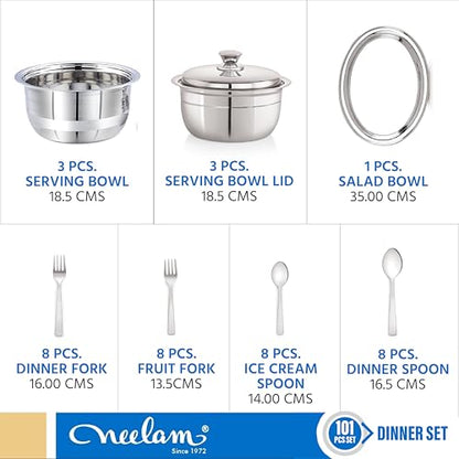 Image 6 of neelam Stainless Steel 24 Gauge 101 Pieces Shagun Dinner Set