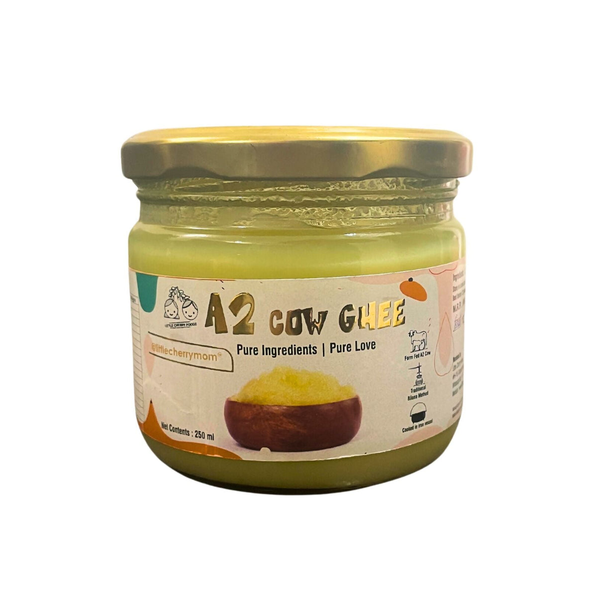 Image 1 of 250 ml / Pack of 1 for the product Littlecherrymom A2 Bilona Cow Ghee | Certified Pure Cow Ghee | Nutritious Organic Desi Ghee