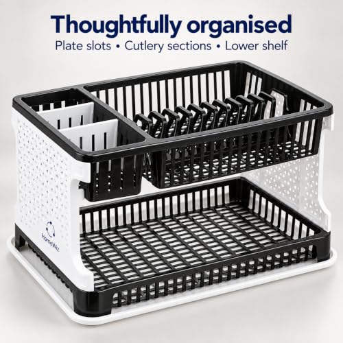 Image 4 of HomeWiz Large 2 Tier Plastic Dish Drying Rack