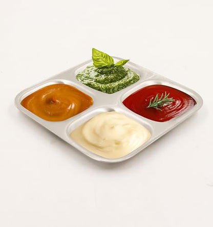 Image 1 of Default Title for the product Spillbox Stainless Steel 4 Compartment Side Dish Plate 185gm
