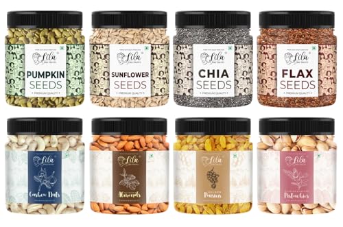 Image 1 of Pack of 1 for the product Lila Dry Fruits Superseeds and DryFruits Combo (100 Gms x 8) - 800 gm Jar pack