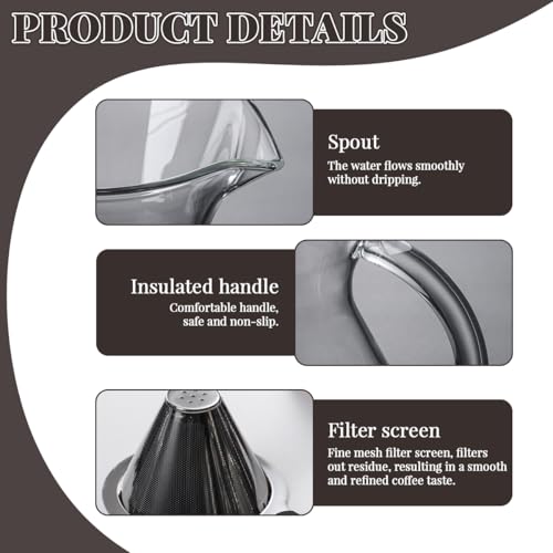 Image 3 of Supvox Manual Pour Over Coffee Dripper 400ml Reusable SUS Filter Glass Pot