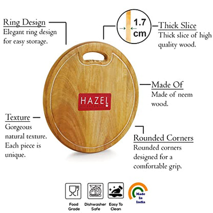 Image 3 of HAZEL Neem Wood Round Chopping Board 13 Inch