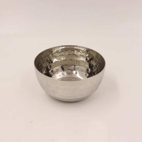 Image 1 of Default Title for the product Spillbox Stainless Steel Hammered Bowl Quarter Plate Set