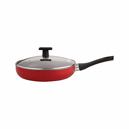 Image 1 of Default Title for the product neelam Home Puff Non-Stick Deep Fry Pan with Glass Lid, 24 cm