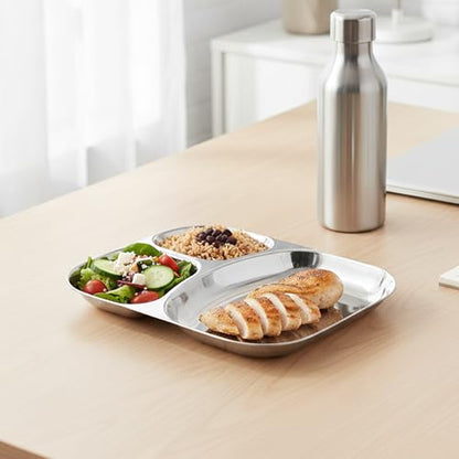 Image 19 of Spillbox Stainless Steel Dinner Plate with 3 Compartments