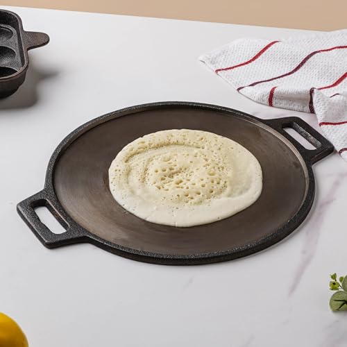 Image 1 of Default Title for the product Nestasia Pre-Seasoned Cast Iron Dosa Tawa (12-inch)