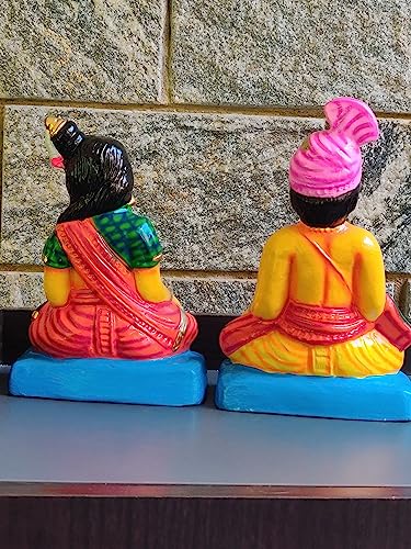 Image 3 of Breeze Handicrafts Paper Mache Doll Couple Statue for Bommalu Koluvu Home Decor and Showpiece Idol Navratri Gift for Women (Mama Mami Young)
