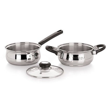 Image 1 of Default Title for the product neelam Stainless Steel Induction Bottom Frying Pan & Kadai Combo