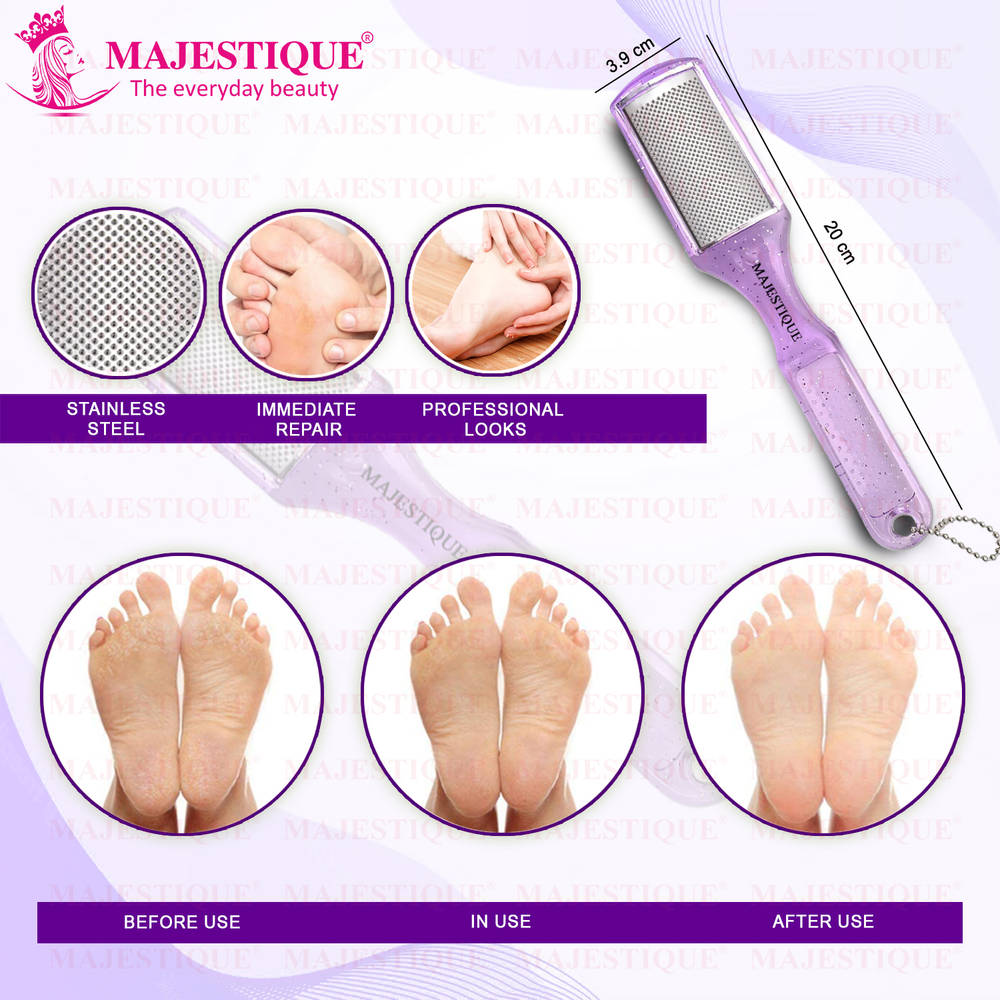 Image 2 of Majestique Foot Scraper for Callus & Heel Removal - Dry & Wet Pedicure Tool - Color May Vary