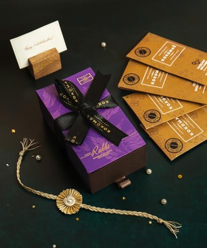 Image 1 of Default Title for the product KOKOMAE Raksha Bandhan Chocolate Gift 4 Bean-to-Bar with Rakhi