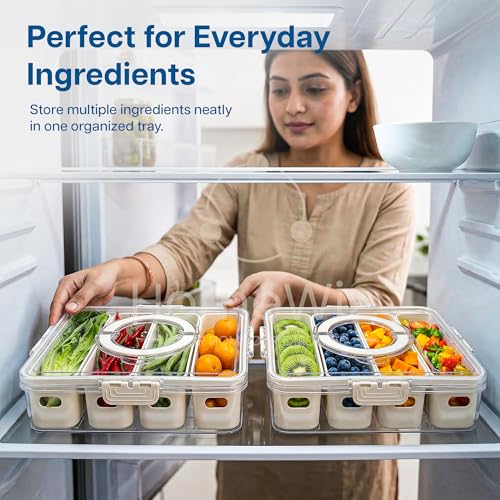 Image 7 of HomeWiz Fridge Storage Containers 3300ml 4-Grid Pack of 2