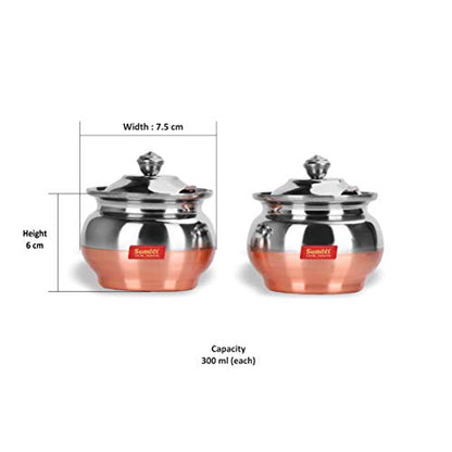 Image 5 of Sumeet Stainless Steel Traditional Ghee Pot 300ml - 2 Piece